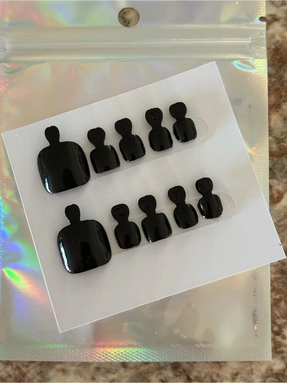 Black Press-On Toe Nail Kit